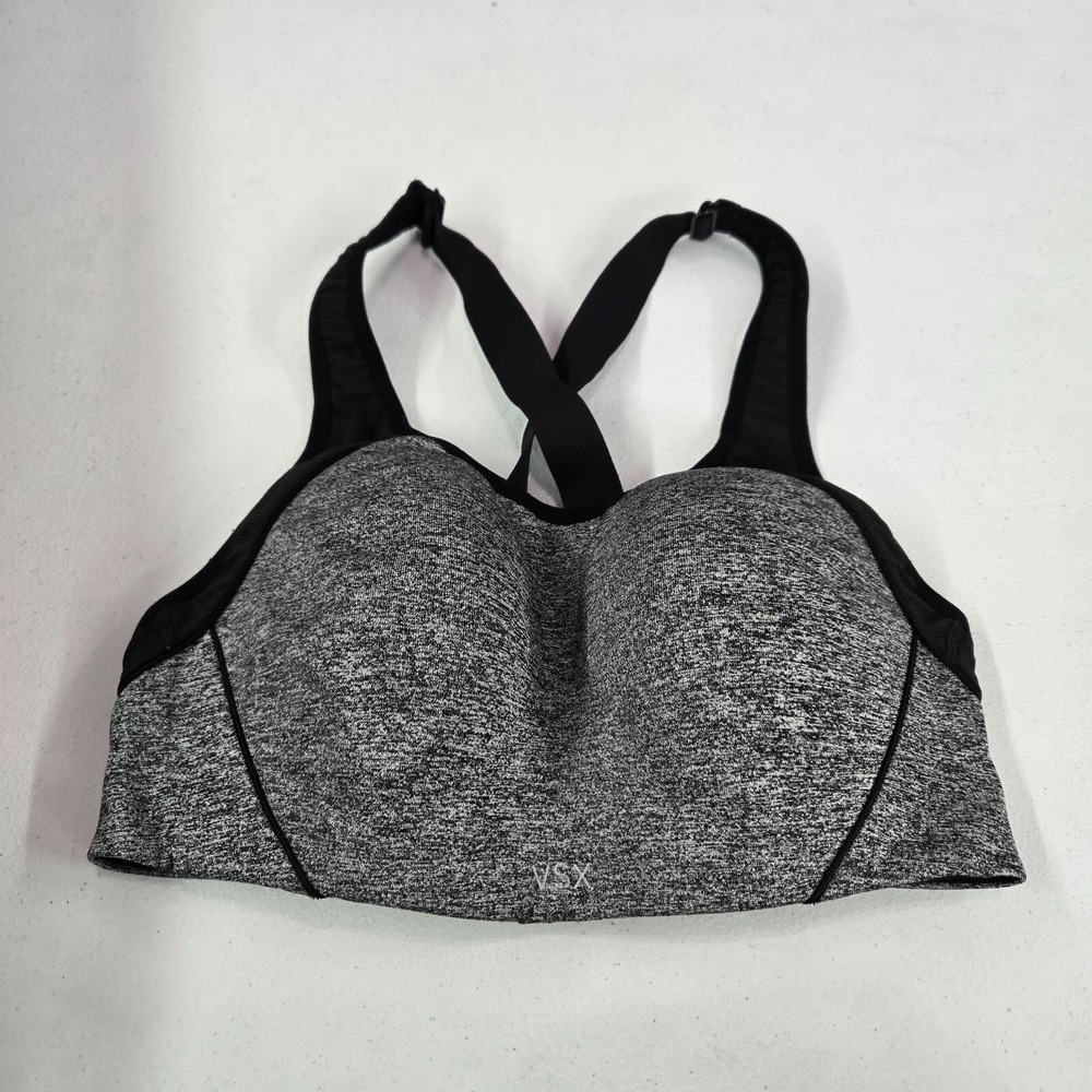 Victoria Secret Women Sports Bra 34C Gray Heather Racerback Adjustable Straps